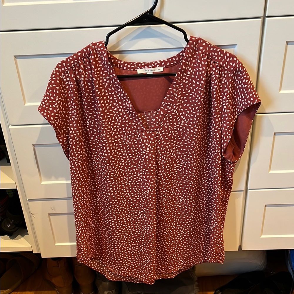 Loft Red Patterned Blouse